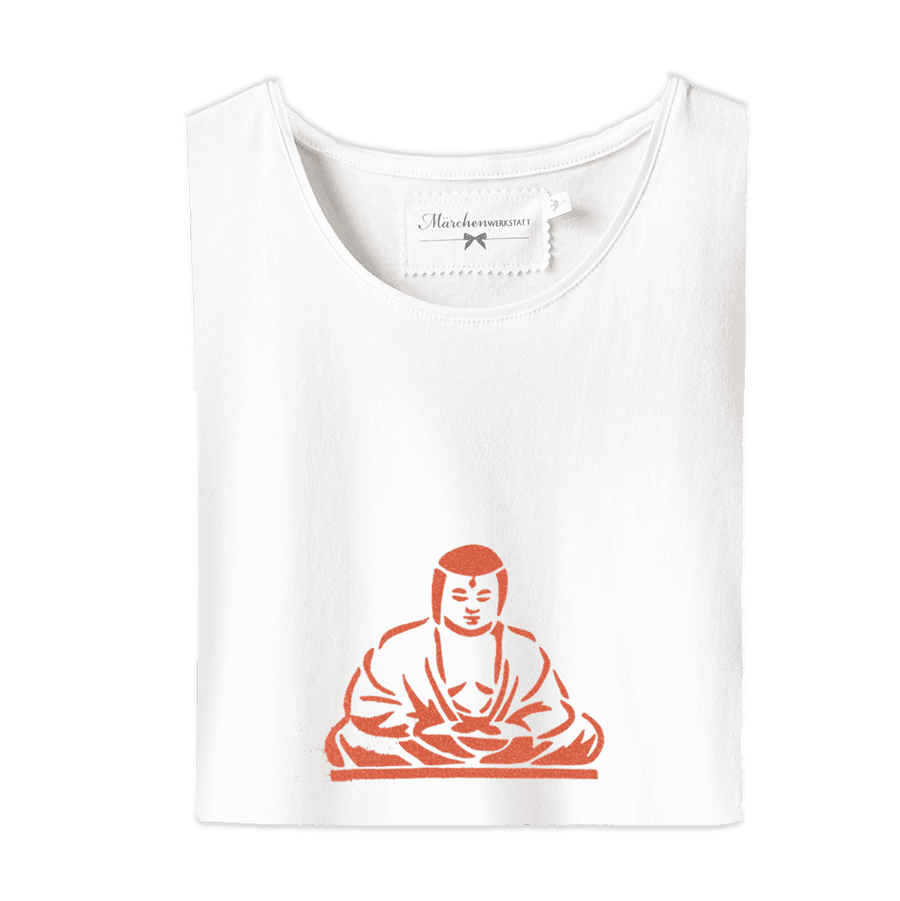 Damen T-Shirt Yoga mit Buddha Druck orange