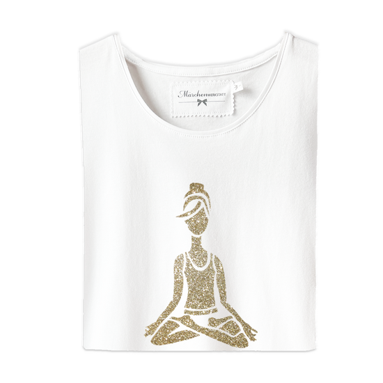 Damen Shirt Kurzarm Yoga Frau gold