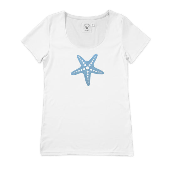 Damen Shirt Sommer Seestern hellblau