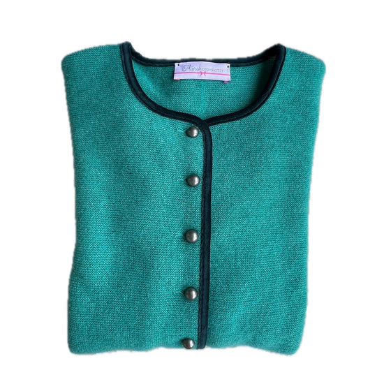 Damen Strickjacke Janker tuerkis dunkelgruen