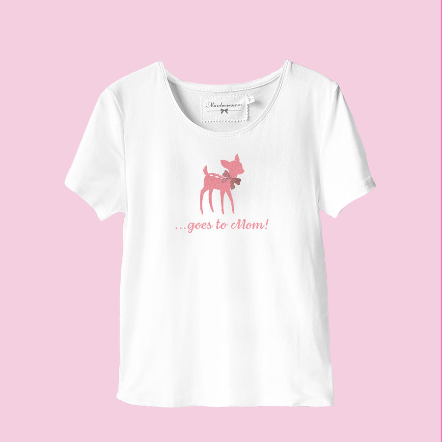 Damen T Shirt weiss Muttertag Bambi rosa
