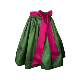 
                    
                      Midi Dirndlschürze Taft Grün Pink für Damen, traditionelle Trachtenmode
                    
                  