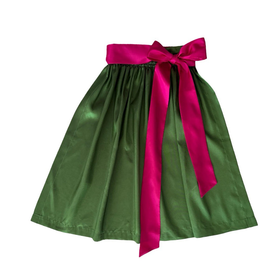 Grüne und pinke Dirndlschürze aus Taft, Damenmode für Oktoberfest und Trachten