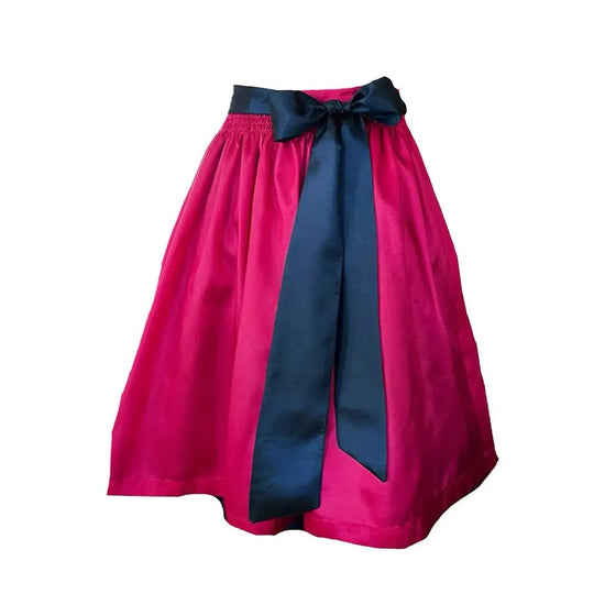 Damen Uni Dirndl Schuerze Midi Taft pink blau