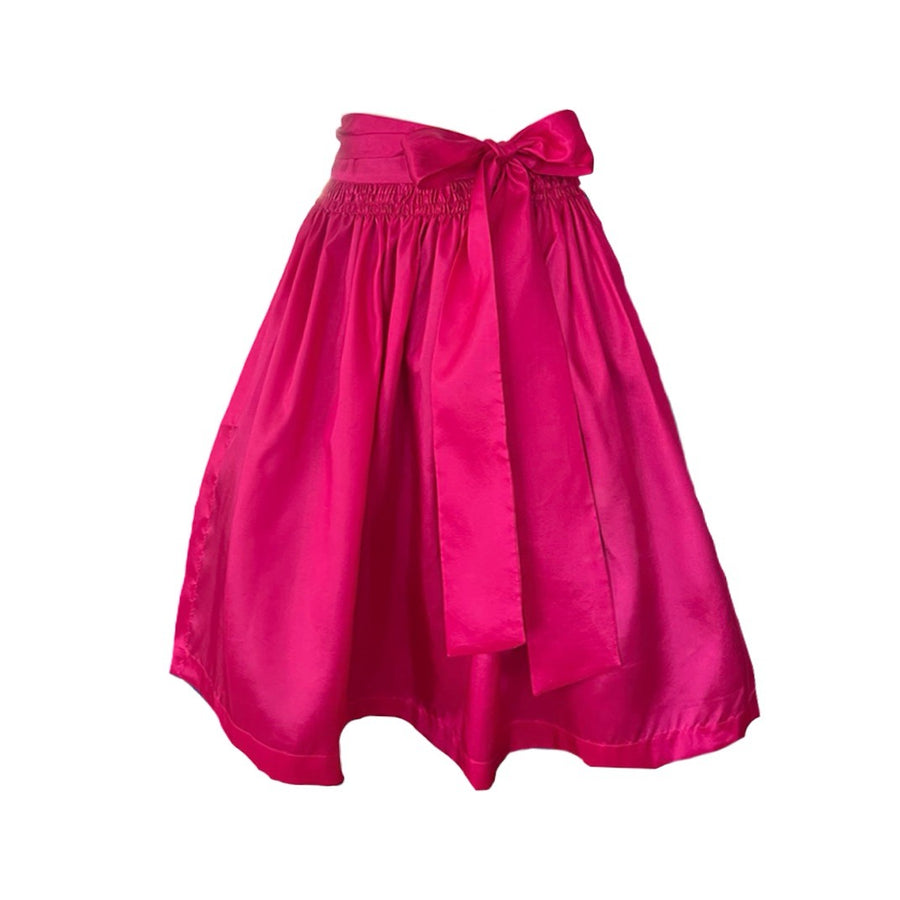 Damen Uni Dirndl Schuerze Midi Taft pink