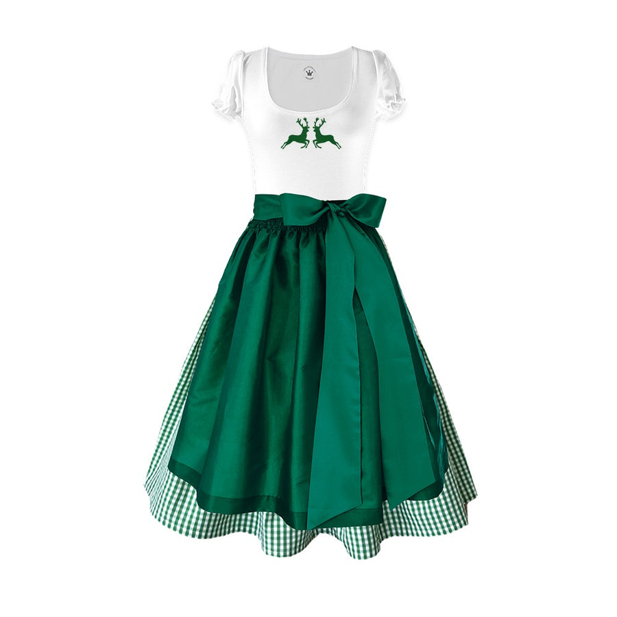 Damen Dirndl Taft Tannengrün Märchenwerkstatt Damen Dirndl ohne Mieder mit T-Shirt , Rock &amp; Schürze