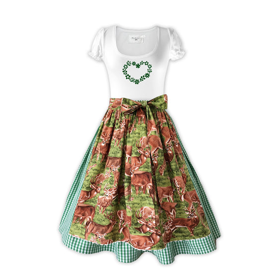 Damen Dirndl Hirschglück Märchenwerkstatt Damen Dirndl ohne Mieder mit T-Shirt , Rock &amp; Schürze