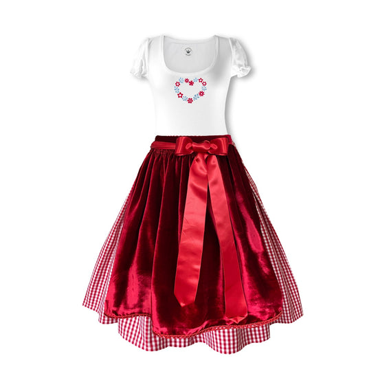 Damen Dirndl Landliebe Samt Märchenwerkstatt Damen Dirndl ohne Mieder mit T-Shirt , Rock &amp; Schürze