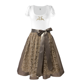 
                    
                      Damendirndl Rock Tupfen beige Schuerze Spitze Blumen beige Shirt Glitzerhirsche gold
                    
                  