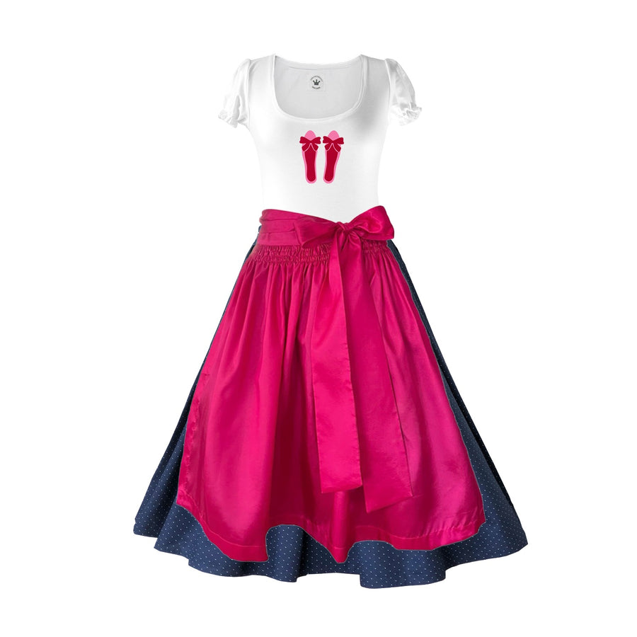 Damendirndl Rock Tupfen blau Schuerze Taft pink Shirt Ballerina