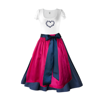 
                    
                      Damendirndl Rock Tupfen blau Schuerze Taft pink Shirt Herzl
                    
                  