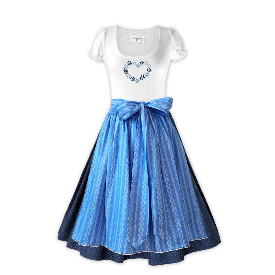 Damen Dirndl Bergwiese himmelblau Märchenwerkstatt Damen Dirndl ohne Mieder mit T-Shirt , Rock &amp; Schürze