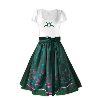 
                    
                      Damendirndl Rock Tupfen dunkelgruen Schuerze Seide gruen rosen
                    
                  