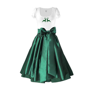 
                    
                      Damen Dirndl Taft Tannengrün Märchenwerkstatt Damen Dirndl ohne Mieder mit T-Shirt , Rock &amp; Schürze
                    
                  