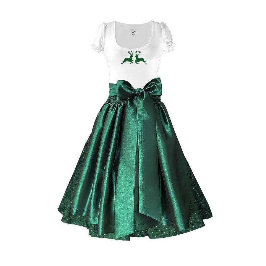 Damen Dirndl Taft Tannengrün Märchenwerkstatt Damen Dirndl ohne Mieder mit T-Shirt , Rock &amp; Schürze