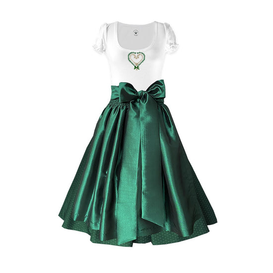 Damen Dirndl Taft Tannengrün Märchenwerkstatt Damen Dirndl ohne Mieder mit T-Shirt , Rock &amp; Schürze