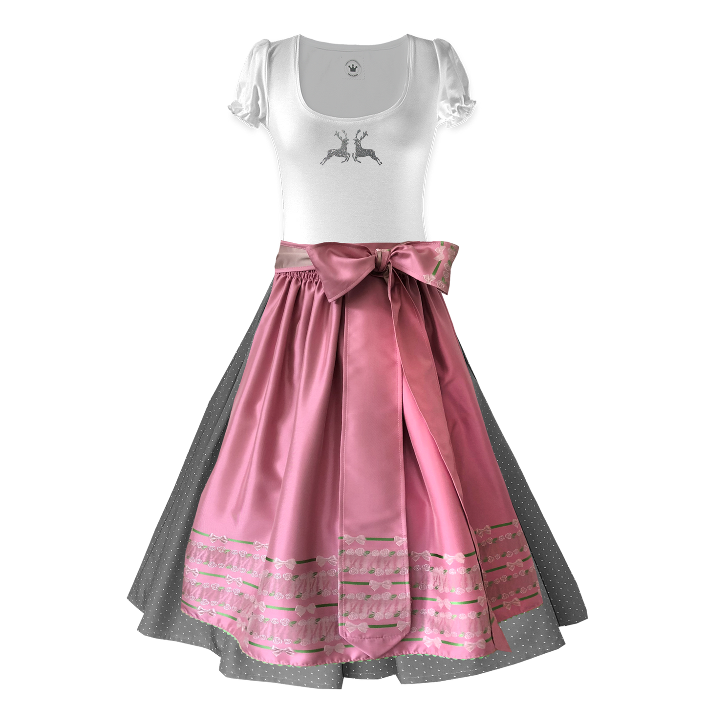 Damen Dirndl Rosenschimmer Märchenwerkstatt Damen Dirndl ohne Mieder mit T-Shirt , Rock &amp; Schürze
