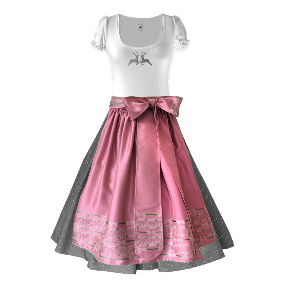 Damen Dirndl Rosenschimmer Märchenwerkstatt Damen Dirndl ohne Mieder mit T-Shirt , Rock + Schürze