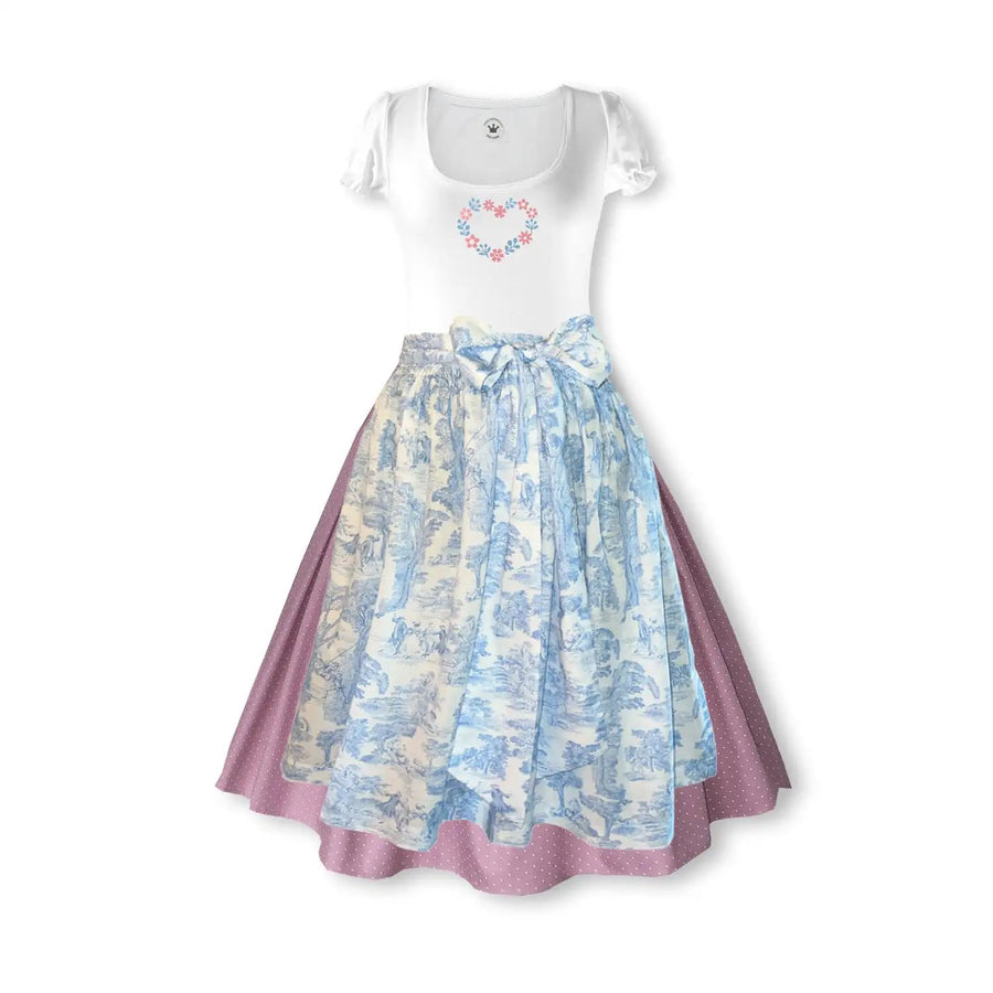 Damendirndl Rock Tupfen rosa Schuerze Toile Shirt Herz