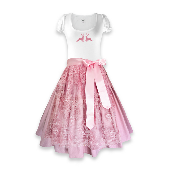 Damen Dirndl Spitze rosa Märchenwerkstatt Damen Dirndl ohne Mieder mit T-Shirt , Rock &amp; Schürze