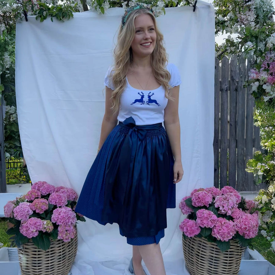 Damendirndl Schuerze Taft blau