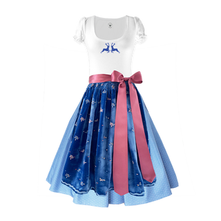 
                    
                      Damen Dirndl Azurblau rosa Damen Dirndl ohne Mieder mit T-Shirt und , Rock und Märchenwerkstatt Schürze
                    
                  