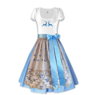 
                    
                      Damendirndl Trachtenrock tupfen hellblau Schuerze bestickt.blau
                    
                  