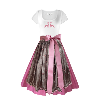 
                    
                      Damendirndl Trachtenrock tupfen rosa Schuerze Samt Seide bestickt altrosa Shirt Hirsch braun
                    
                  