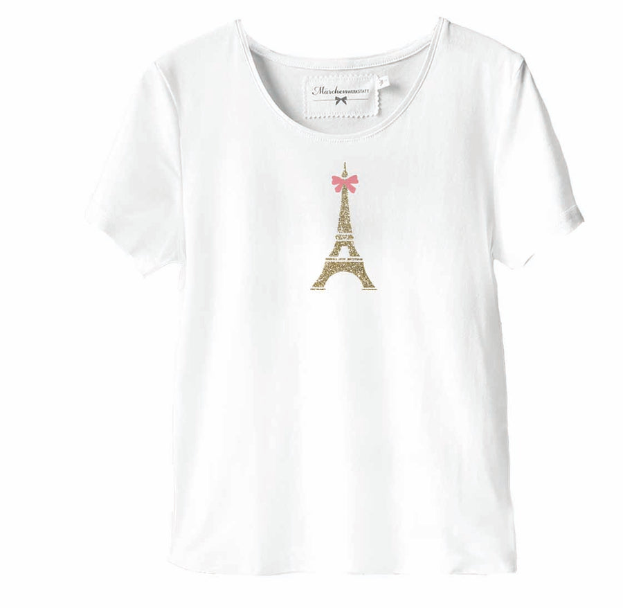 Damenshirt Eifelturm Paris gold glitzer rosa