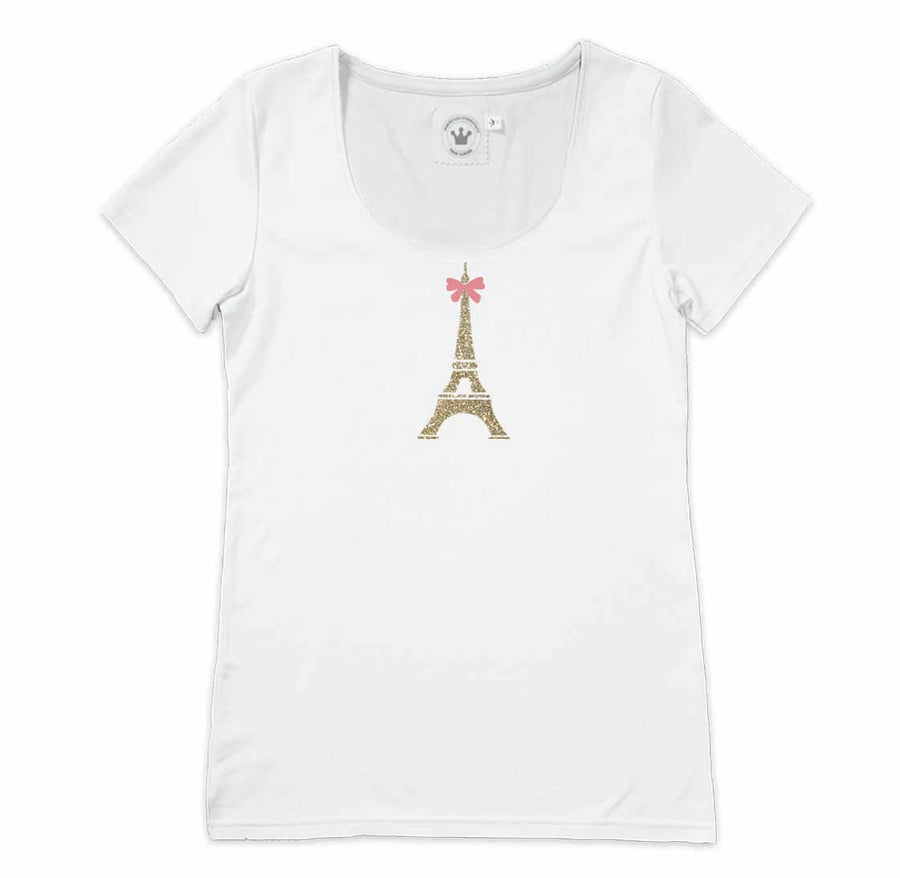Damenshirt Eifelturm Paris gold glitzer rosa