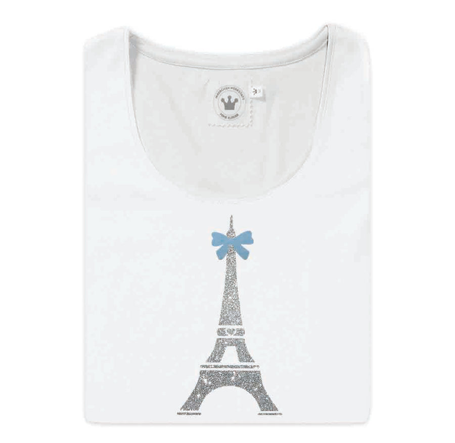 Damenshirt Eifelturm schwarz glitzer