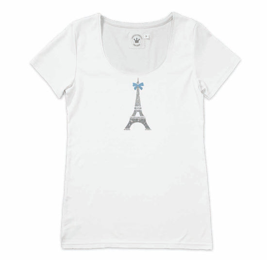 Damenshirt Eifelturm silber glitzer hellblau