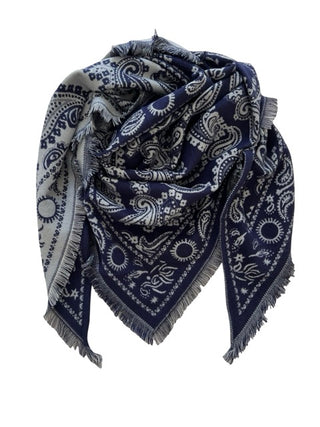 
                    
                      Dreiecks Wolltuch Paisly dunklblau beige
                    
                  