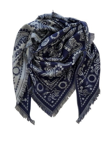 großes Dreiecks Tuch Paisley Muster dunkelblau