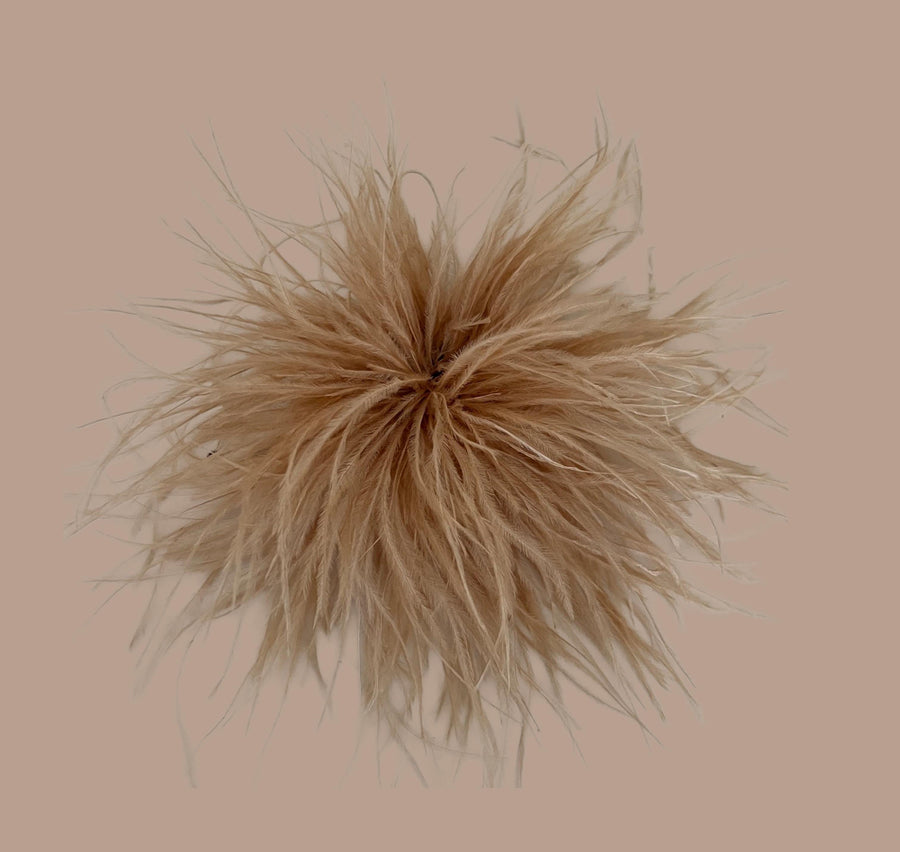 Feder-Brosche-beige