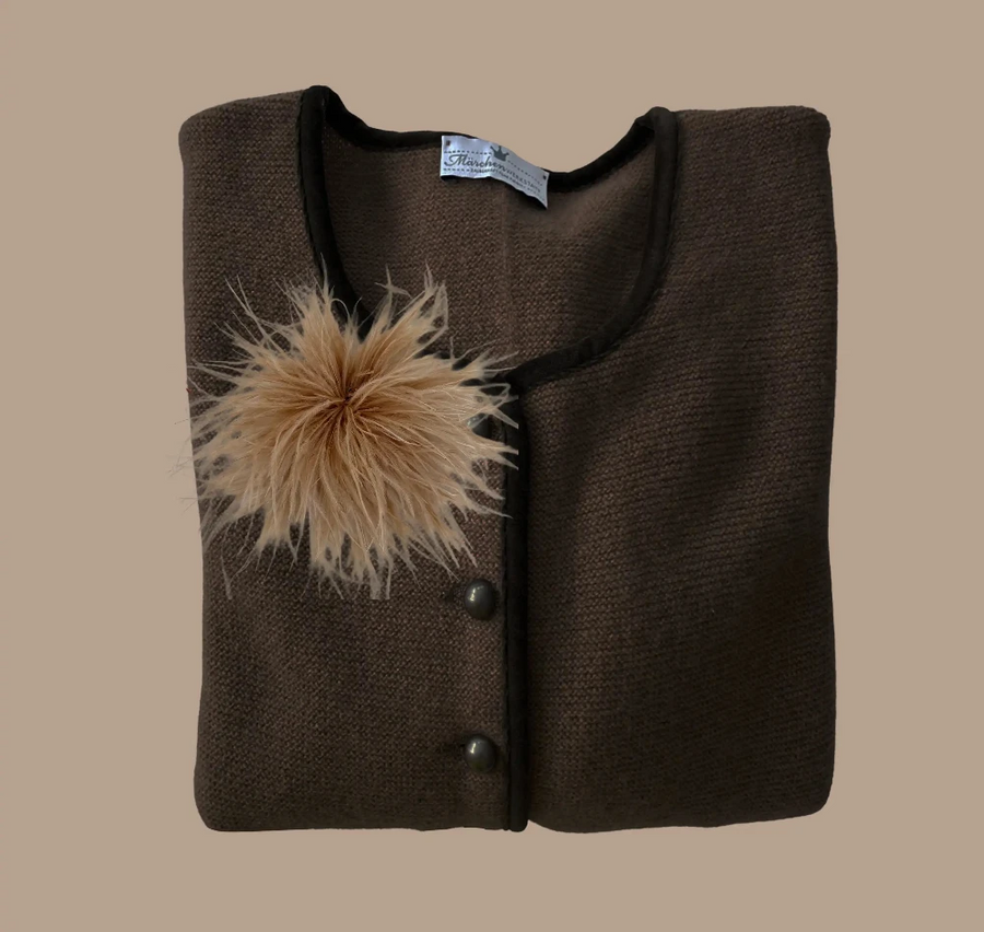 Feder-Brosche-beige