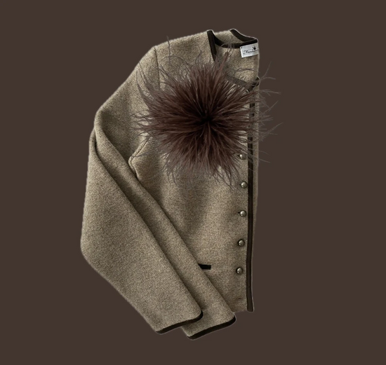 Feder-Brosche-braun