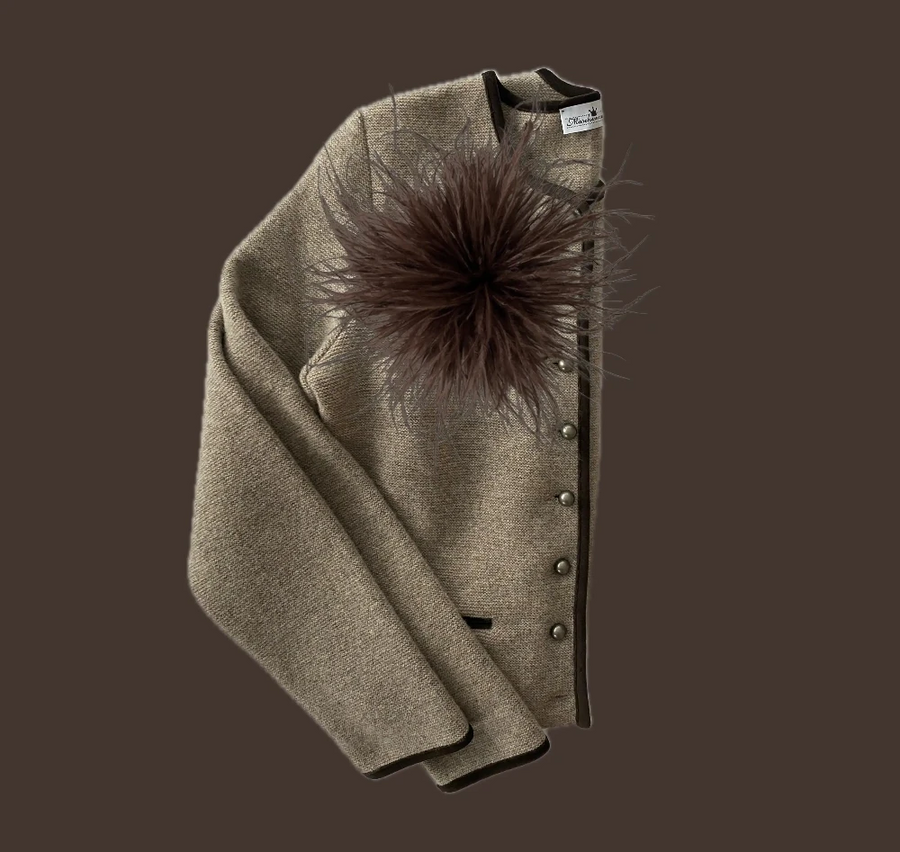 Feder-Brosche-braun