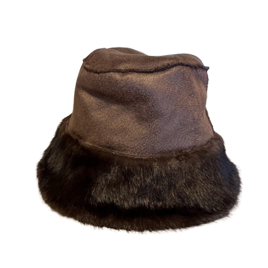 Fell bucket Hut fake fur dunkelbraun