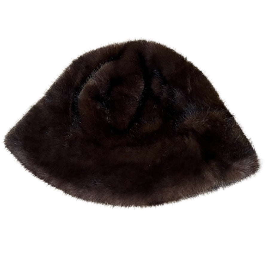 Fell bucket Hut fake fur dunkelbraun