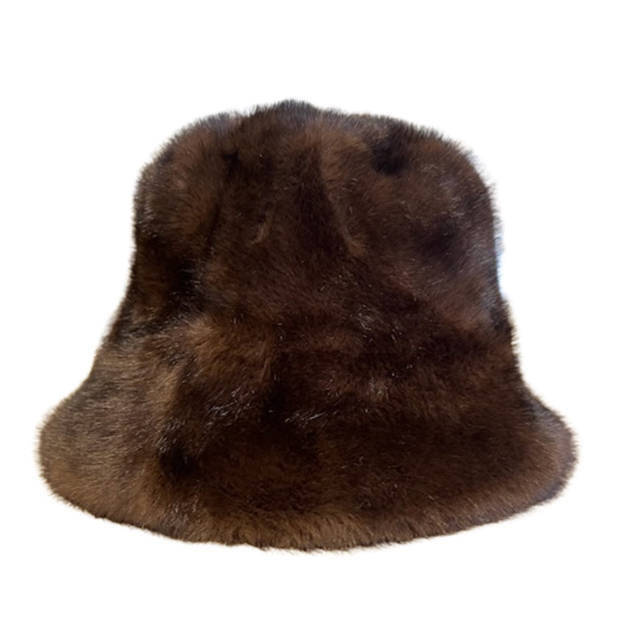 Fell bucket Hut fake fur dunkelbraun
