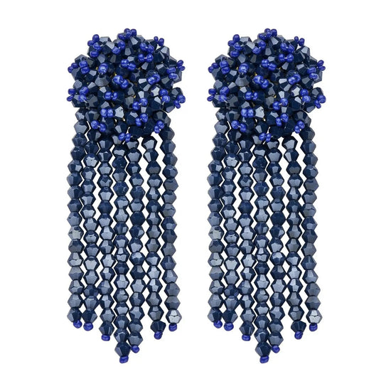 Statement Ohrringe New York Quaste blau