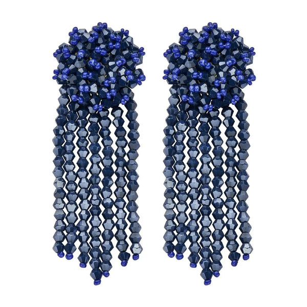 Statement Ohrringe New York Quaste blau