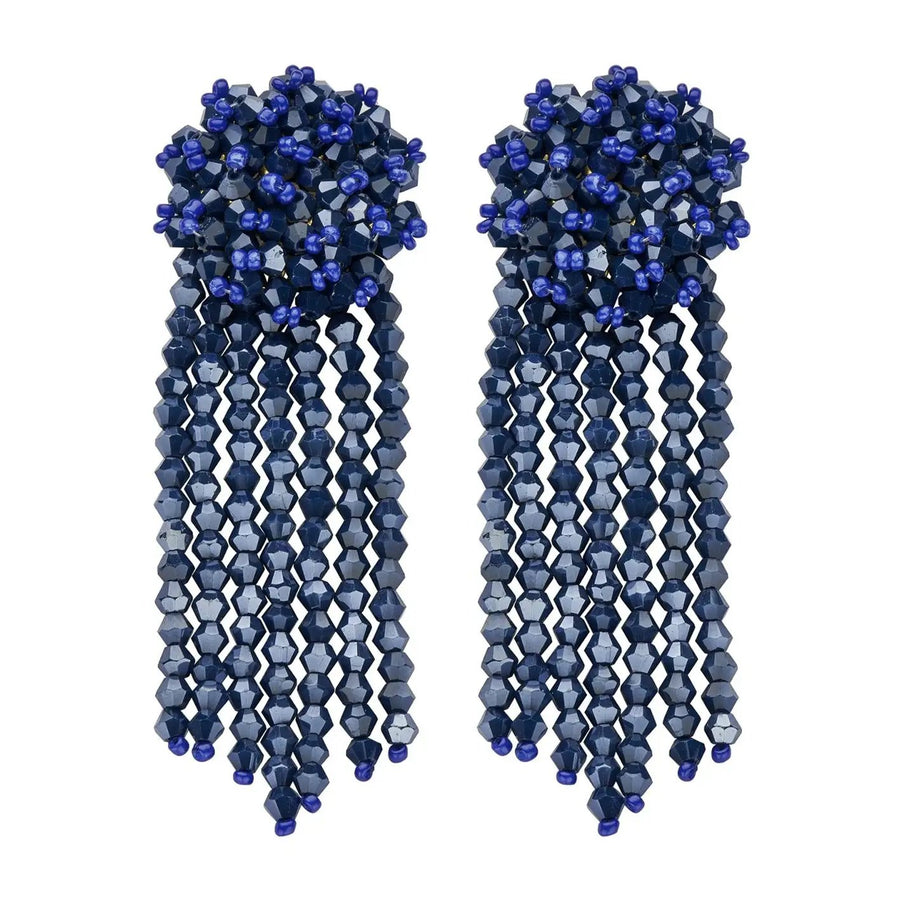 Statement Ohrringe New York Quaste blau