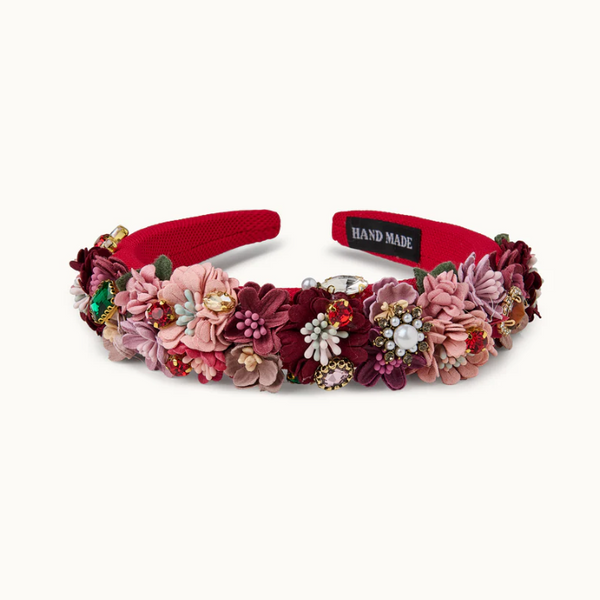 edler Blumen Haarreifen in rot