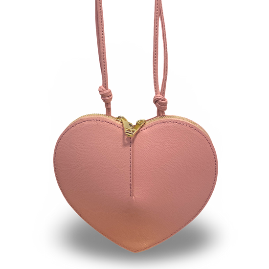 Herzl Lederhandtasche rosa Herzform mit goldener Zier