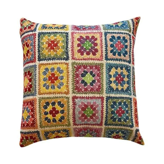 buntes Sommer Dekokissen Granny Square 