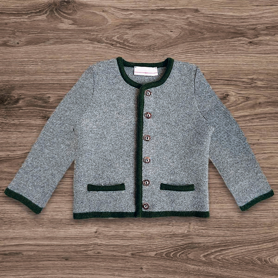 Baby Trachten Strickjacke grau