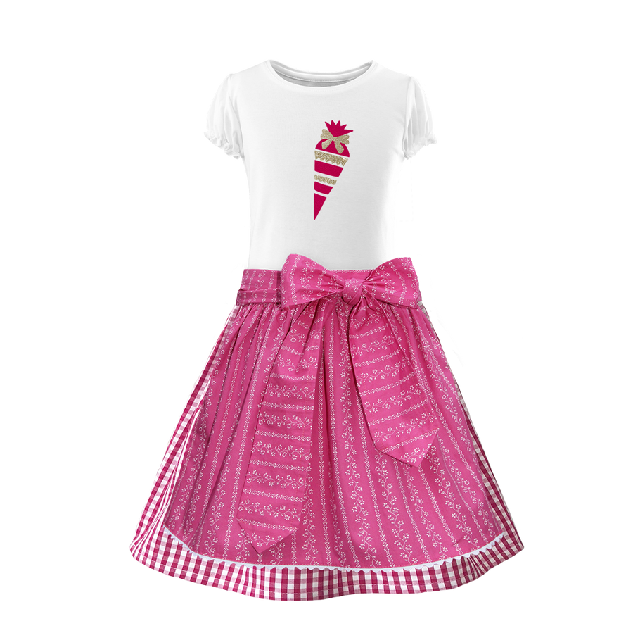 Kinder Dirndl Schulanfang pink Karo Ranke