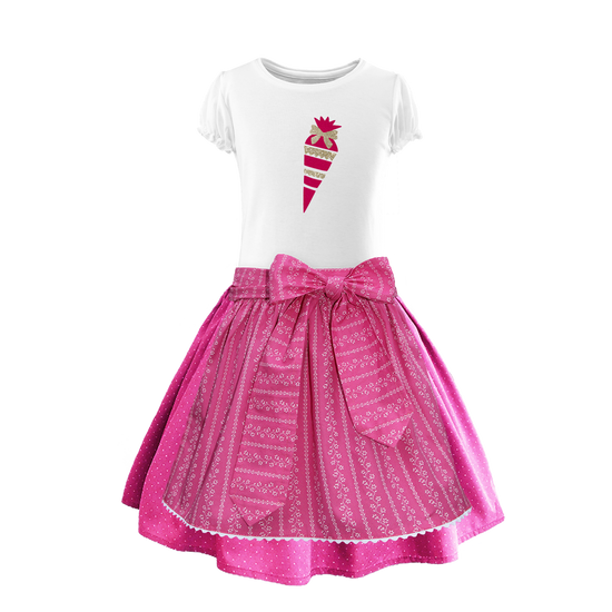 Kinder Dirndl Schulanfang pink Tupfen Ranke